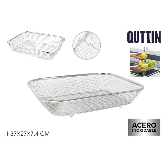 Escurridor de acero rectangular 37x27x7.4 cm - Quttin (18 Unidades) Escurridor de acero rectangular 37x27x7.4 cm - Quttin (18 Unidades)