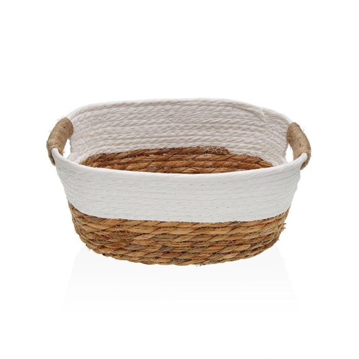 Cesta con asas blanca S Versa 20x12x27 cm - Alga y papel (2 Unidades) Cesta con asas blanca S Versa 20x12x27 cm - Alga y papel (2 Unidades)