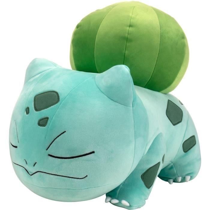 Peluche - BANDAI - Pokémon Bulbasaur duerme - 40 cm, suave y esponjoso