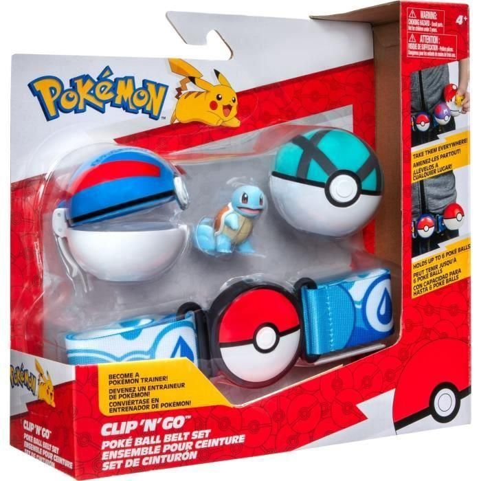 Cinturón - BANDAI - Pokémon Clip 'N' Go - 1 cinturón, 2 Poké Balls y 1 figura Squirtle 5 cm 1