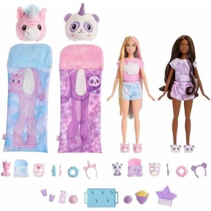 Barbie - Cutie Reveal Pyjama Party - Caja llena de sorpresas con 2 muñecas articuladas y más de 35 accesorios 1