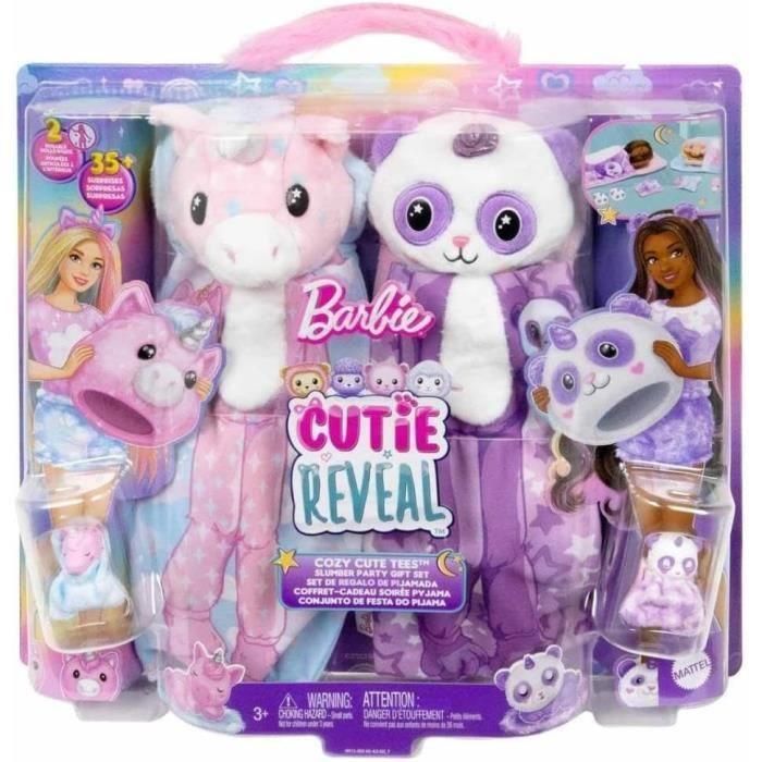 Barbie - Cutie Reveal Pyjama Party - Caja llena de sorpresas con 2 muñecas articuladas y más de 35 accesorios 5