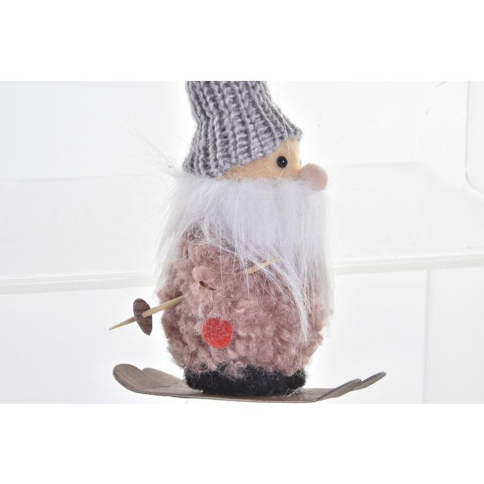 DKD Home Decor Surtido 12 Adornos Colgantes Navidad Alpina Noel Poliéster Rojo Gris Rosa Blanco 7x12x9 cm 2
