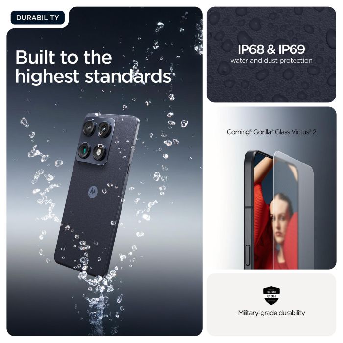 Motorola Signature 5G Smartphone, Pantalla Extreme AMOLED 6.78" 165Hz, Snapdragon 8 Gen 5, 16GB RAM 512GB, Triple Cámara 50MP, Batería 5200mAh, Android 16.0, Azul Oscuro