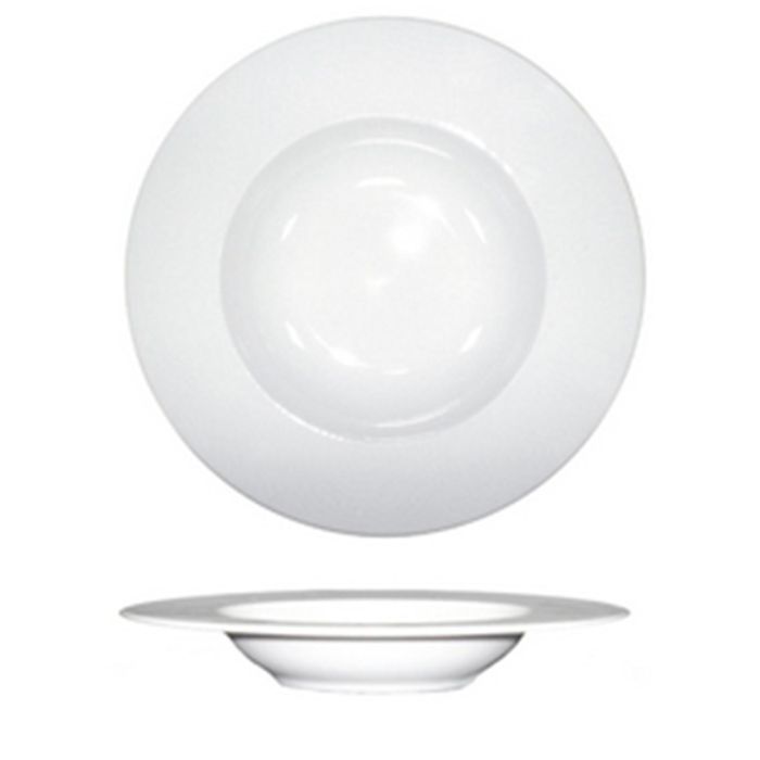 COSTA VERDE Plato Hondo Ecos Porcelana blanco 25 cm - Vajilla de calidad y resistente (12 Unidades)