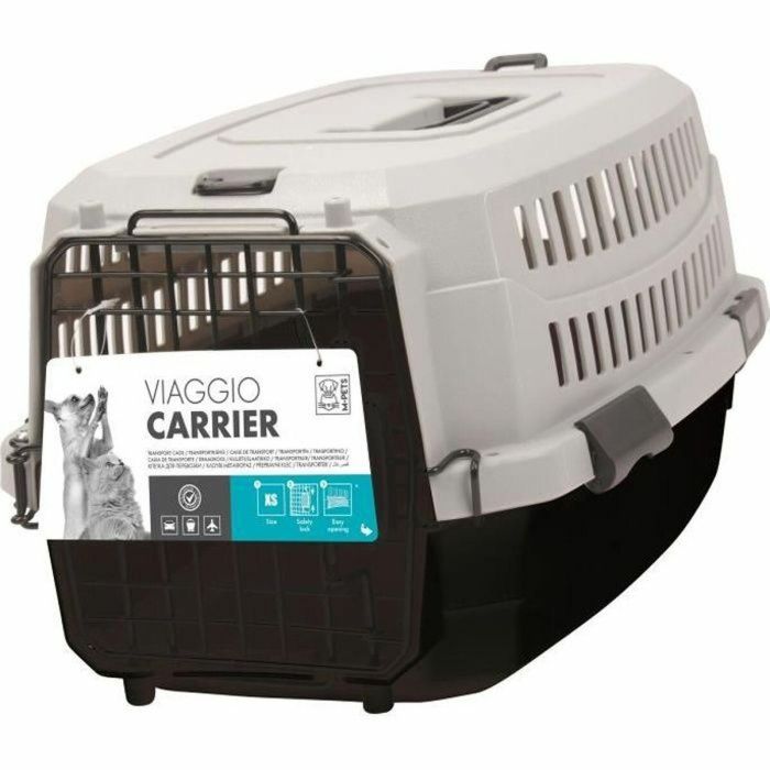 M-PETS Transportín Viaggio Carrier M para Perro - Plástico Resistente, Ligero y Fácil de Limpiar - 68x47,6x45cm - Negro y Gris