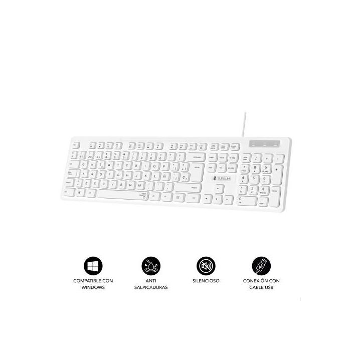 Teclado Subblim SUBKBC0SSK51 Blanco Qwerty Español 1