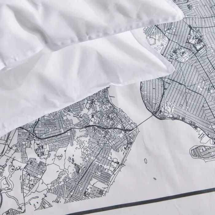 Today TOD3574641256562 Juego de Cama para 2 Personas 240x220 cm Algodón Estampado New York Blanco 1