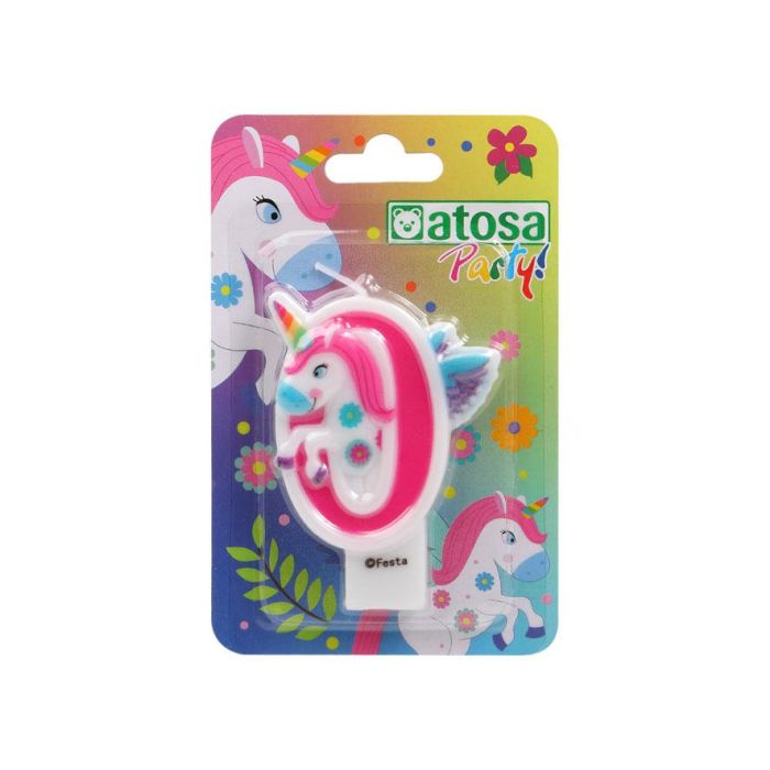 Vela Nº0 Unicornio Multicolor Decoración 1