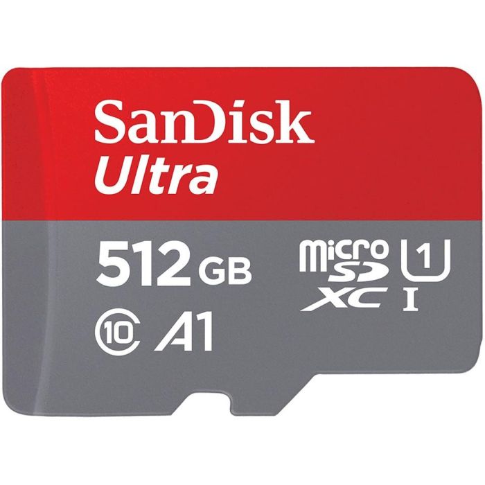 Sandisk Tarjeta de Memoria Ultra microSDXC 512GB Clase 10 UHS-I A1 con Adaptador SD Gris/Rojo