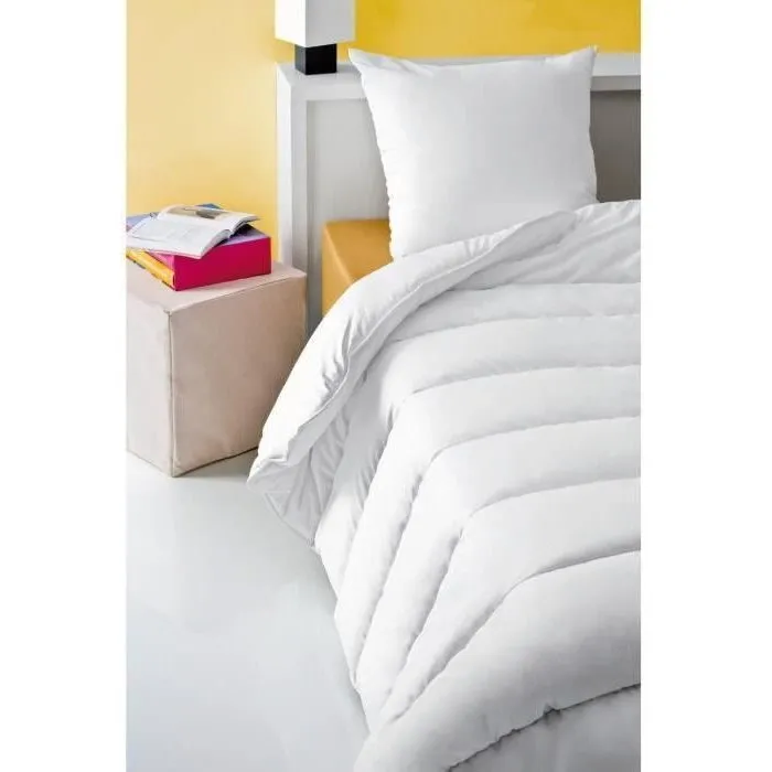 ABEIL Edredón Antiácaros 220 x 240 cm Cálido 400 g/m² para 2 Personas Blanco Algodón Tratado Biome® Invierno
