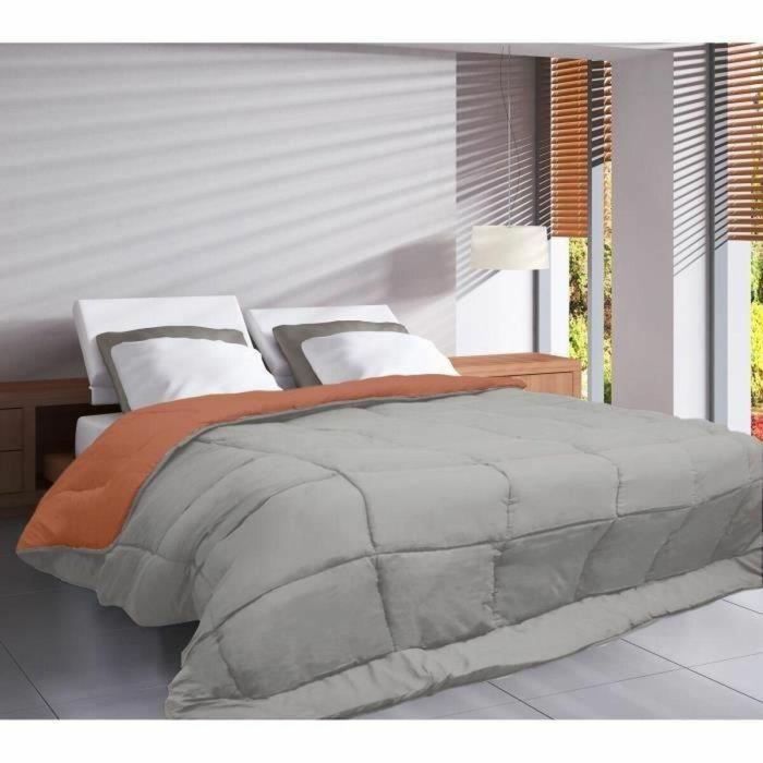 POYET MOTTE Edredón CALGARY de Microfibra 400g/m² Bicolor Gris Guijarro/Marrón 240x260 cm Ignífugo Acolchado 1 POYET MOTTE Edredón CALGARY de Microfibra 400g/m² Bicolor Gris Guijarro/Marrón 240x260 cm Ignífugo Acolchado 1