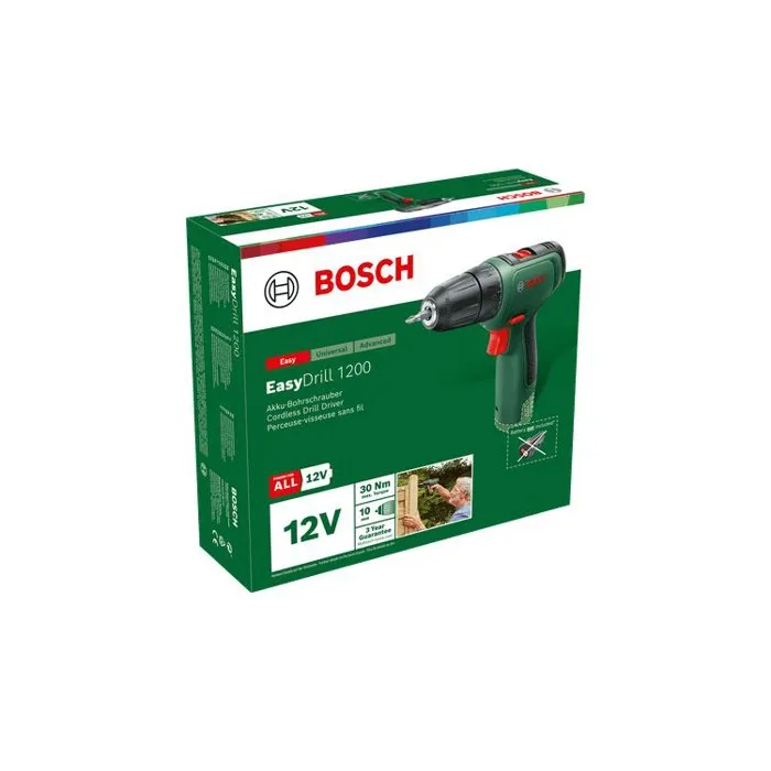 Bosch BOS4053423226096 Taladro Atornillador EasyDrill 1200 con 2 Baterías, 1 Cargador y Estuche con Puntas 3