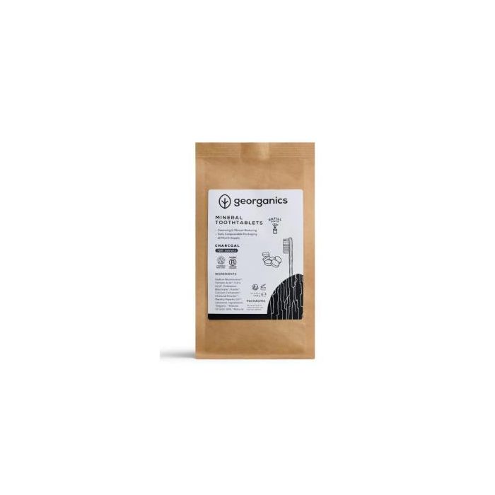 GEORGANICS Dentífrico Mineral Carbón Activo Comprimidos Efervescentes 720 und. Sin Flúor, SLS ni Glicerina. Vegano