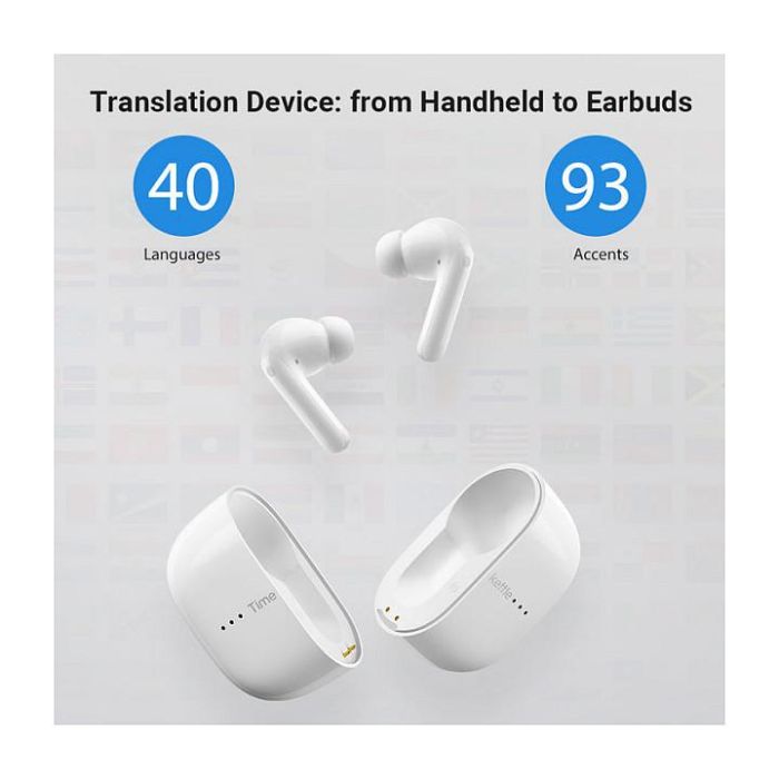 Timekettle M3 Auriculares con Traducción Offline Inalámbricos Bluetooth 5.2 para Llamadas/Música, Resistentes al Agua IPX4, 25h Batería, Blanco