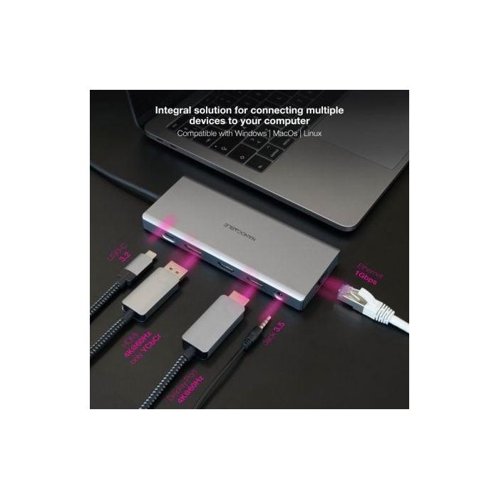 Hub USB NANOCABLE 10.16.4612 Gris 100 W 4
