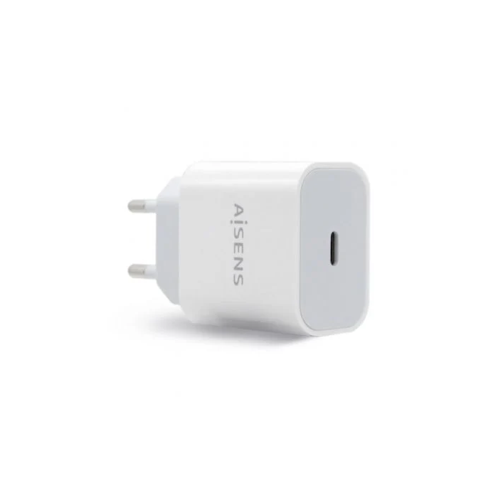AISENS Cargador USB-C 20W Blanco A110-0537 con USB Power Delivery 3.0 para Móviles, Tablets y Cámaras