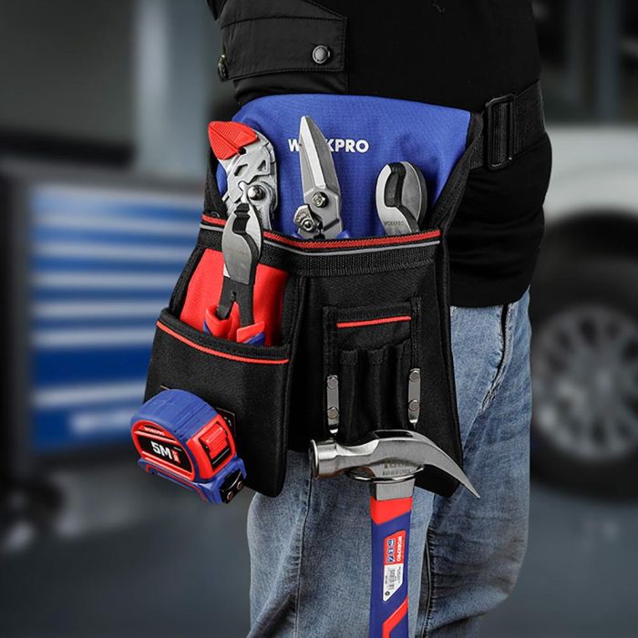 Workpro Bolsa Portaherramientas de Poliéster Resistente con Varios Bolsillos y Cinta Ajustable (Herramientas No Incluidas) 2