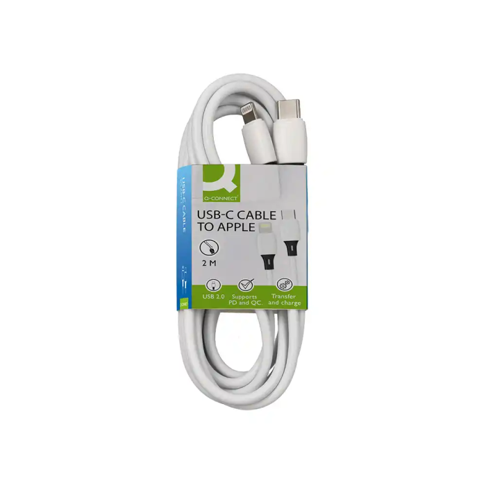 Q-connect Cable USB-C a Apple Lightning PVC Longitud 2m Blanco 1