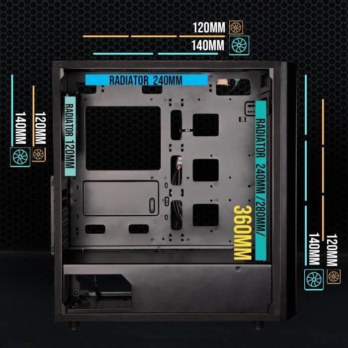 Caja de PC sin fuente de alimentación - BITFENIX Sabre Mesh (Negro) - Torre media - Formato ATX 2 Caja de PC sin fuente de alimentación - BITFENIX Sabre Mesh (Negro) - Torre media - Formato ATX 2
