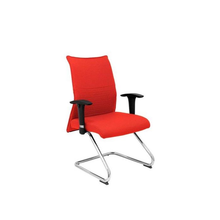 Silla Piqueras Y Crespo Albacete Confidente Estructura Patin Acabado Cromado Brazo Regulable Tapiceria Bali Rojo