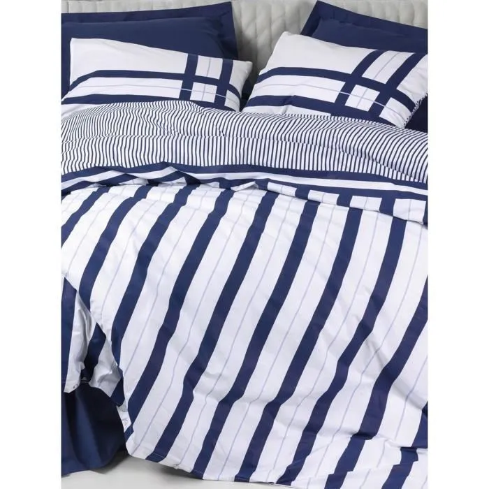 Juego de cama funda nórdica 220x240 cm + 2 fundas de almohada 60x60 cm 100% Algodón Azul ASI8684283035885 3