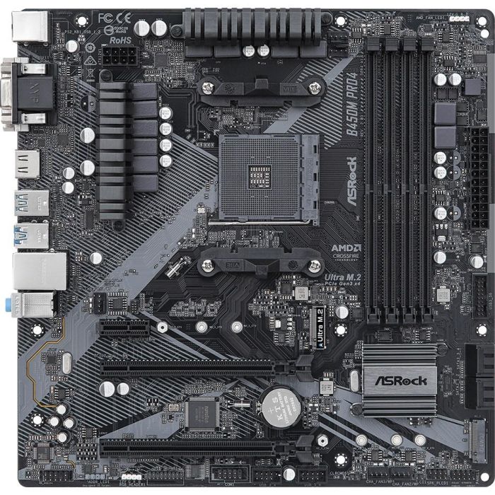 ASRock B450M Pro4 R2.0 AMD B450 Socket AM4 DDR4 Micro ATX Placa Base para PC 1 ASRock B450M Pro4 R2.0 AMD B450 Socket AM4 DDR4 Micro ATX Placa Base para PC 1