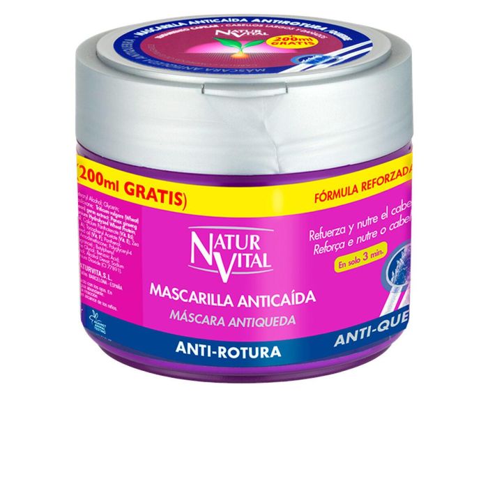 Natur Vital Mascarilla Anticaída Tratamiento Antirotura Capilar Nutritiva e Hidratante para Cabello Dañado 500 ml con Trigo, Soja y Ginseng. 0 Natur Vital Mascarilla Anticaída Tratamiento Antirotura Capilar Nutritiva e Hidratante para Cabello Dañado 500 ml con Trigo, Soja y Ginseng. 0