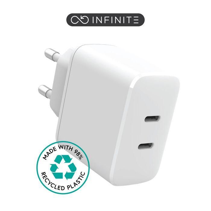 eSTUFF INFINITE USB-C Charger EU PD 35W - White - 98% Recycled Plastic