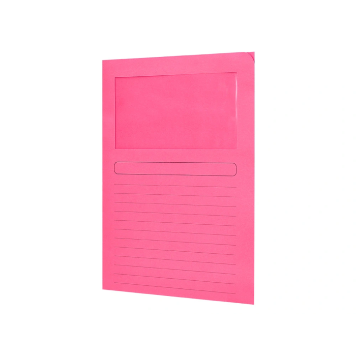 Q-connect Subcarpeta Cartulina DIN A4 Rosa con Ventana Transparente 120 g/m² 2