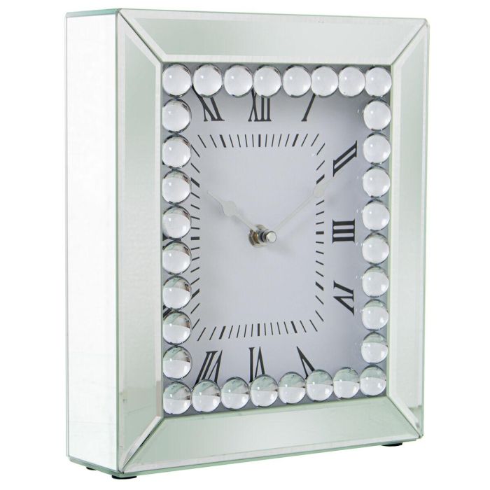 Reloj de Mesa Alexandra House Living Plateado Cristal Brillantes 22 x 26 x 6 cm 1