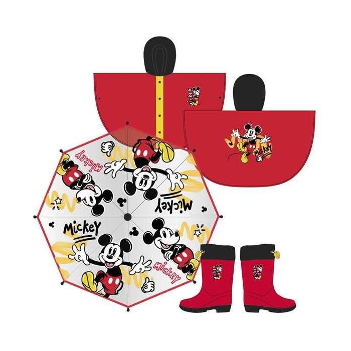 Poncho Impermeable con Capucha Mickey Mouse Rojo 3-4 Años 2 Poncho Impermeable con Capucha Mickey Mouse Rojo 3-4 Años 2