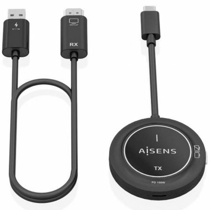AISENS - USB-C A HDMI INALAMBRICO 1080P 30M + USB-C PD 100W, NEGRO