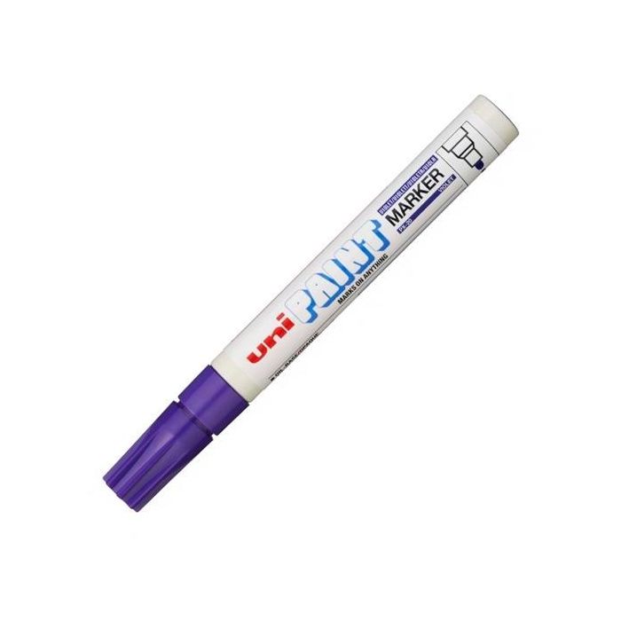 Uni-Ball Marcador Permanente Paint Marker Px-20 L Violeta, Punta Acrílica, Trazo 2.2-2.8mm, Resistente Agua y Luz