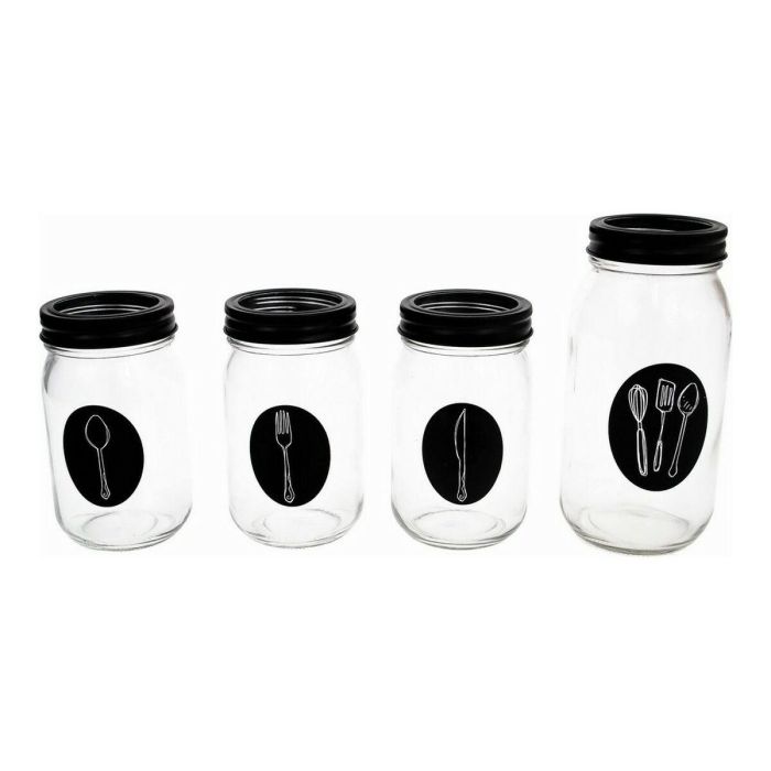 Vivalto Set de 4 Cuberteros de Vidrio con Tapa de Metal 9x9x17 cm (6 Unidades)