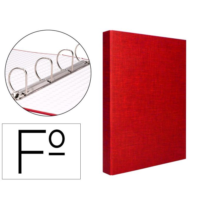 Carpeta De 4 Anillas 40 mm Mixtas Liderpapel Folio Carton Forrado Paper Coat Roja