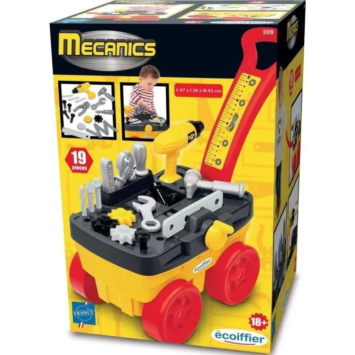 Ecoiffier Carro Mecánico con Herramientas y Base de Juego para Niños a partir de 18 Meses 4