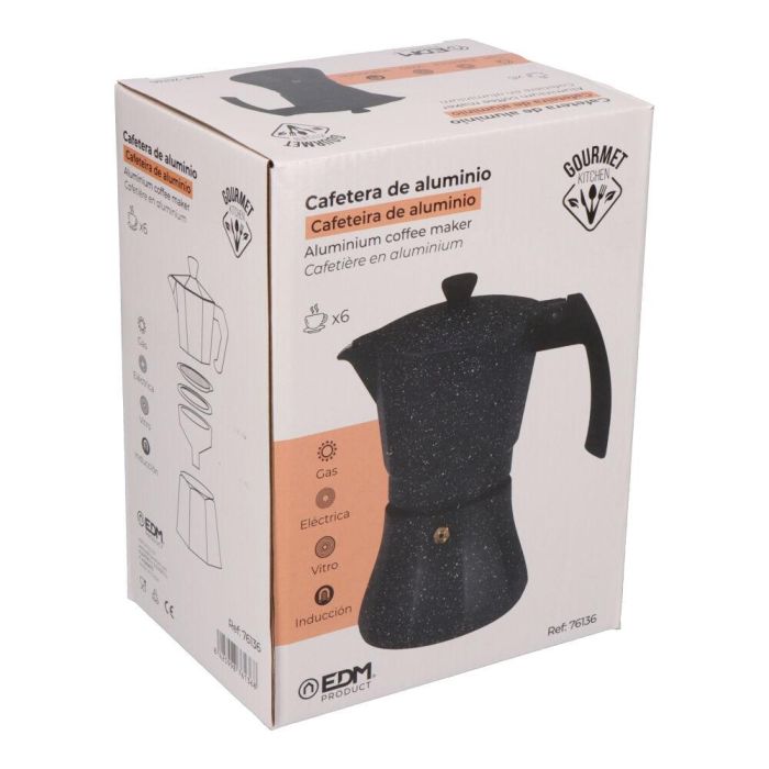 Gourmet Kitchen Cafetera de aluminio para 6 tazas, compatible con gas, vitrocerámica, placa eléctrica e inducción 1