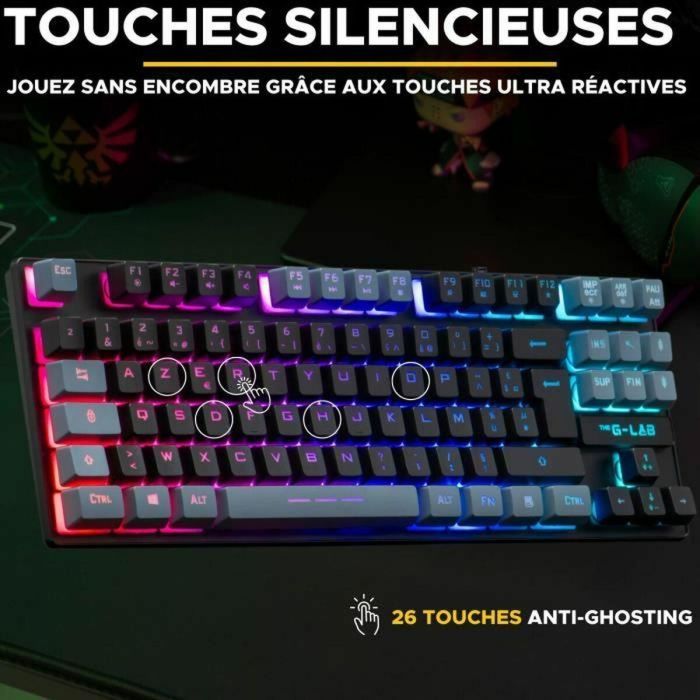 Teclado The G-Lab KEYZ CAESIUM Negro Gris Azerty Francés 3 Teclado The G-Lab KEYZ CAESIUM Negro Gris Azerty Francés 3