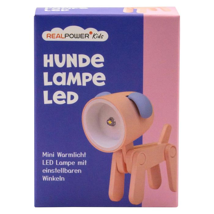 RealPower Linterna LED con forma de perro, color rosa, funciona con 3 pilas LR41, referencia 486314