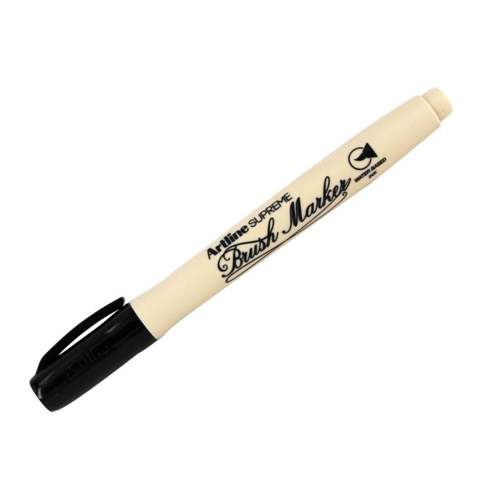 Rotulador Artline Supreme Brush Epfs Pintura Base De Agua Punta Tipo Pincel Trazo Fino Negro 12 unidades 1