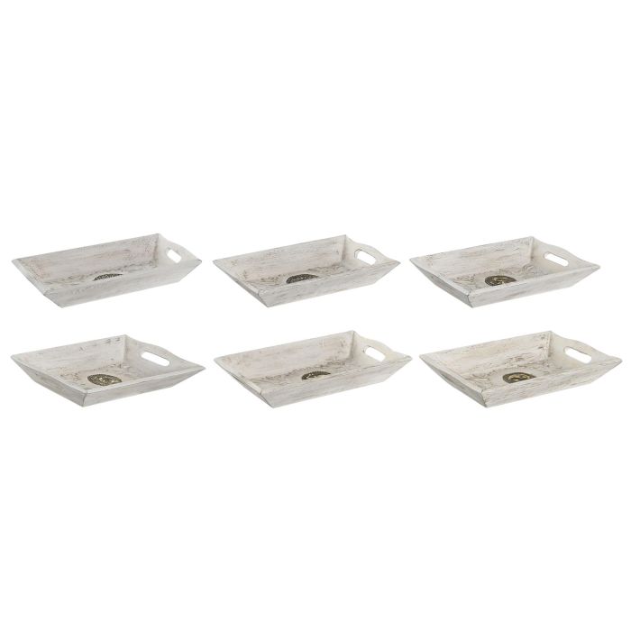 Bandeja Vaciabolsillos Indio DKD Home Decor Blanco Dorado 15 x 4 x 24 cm (6 Unidades)