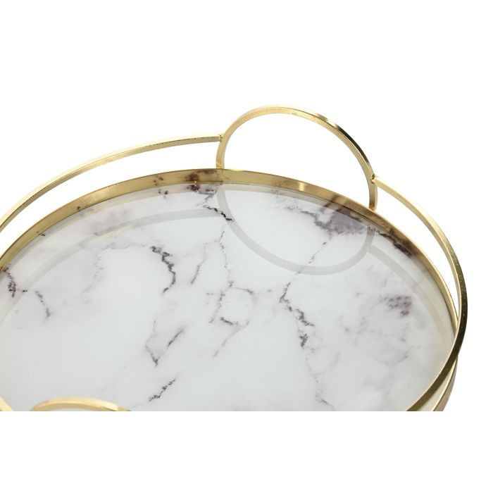 Bandeja Decoracion Moderno DKD Home Decor Dorado Blanco 30 x 6 x 30 cm Set de 2 1 Bandeja Decoracion Moderno DKD Home Decor Dorado Blanco 30 x 6 x 30 cm Set de 2 1