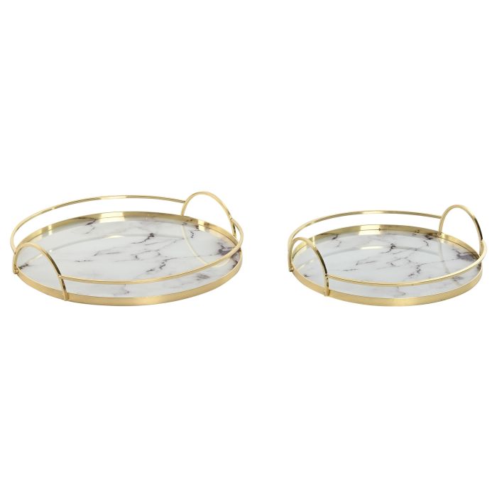 Bandeja Decoracion Moderno DKD Home Decor Dorado Blanco 30 x 6 x 30 cm Set de 2 Bandeja Decoracion Moderno DKD Home Decor Dorado Blanco 30 x 6 x 30 cm Set de 2