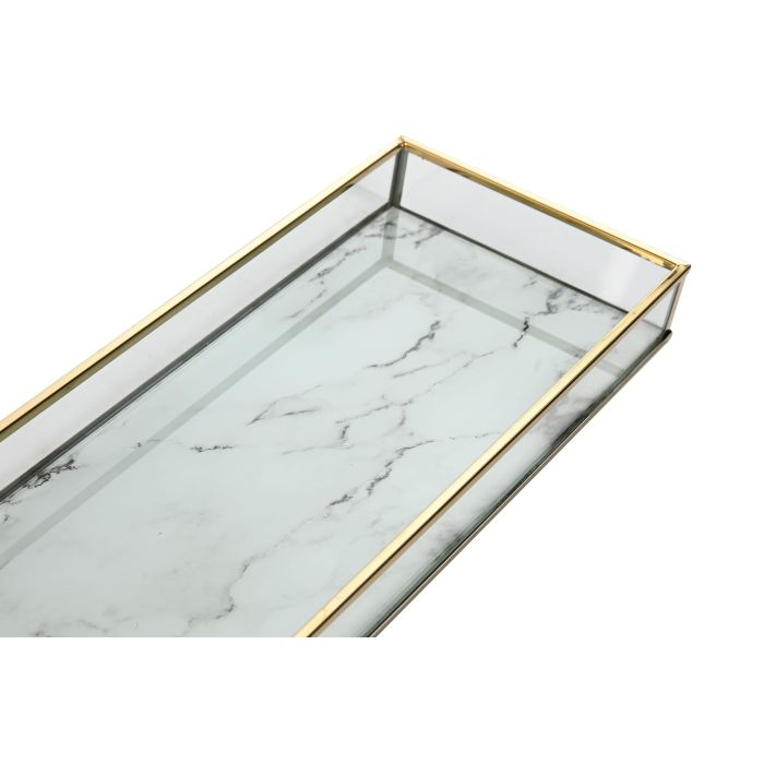 Bandeja Decoracion Moderno DKD Home Decor Dorado Blanco 15 x 4 x 42 cm Set de 2 1 Bandeja Decoracion Moderno DKD Home Decor Dorado Blanco 15 x 4 x 42 cm Set de 2 1