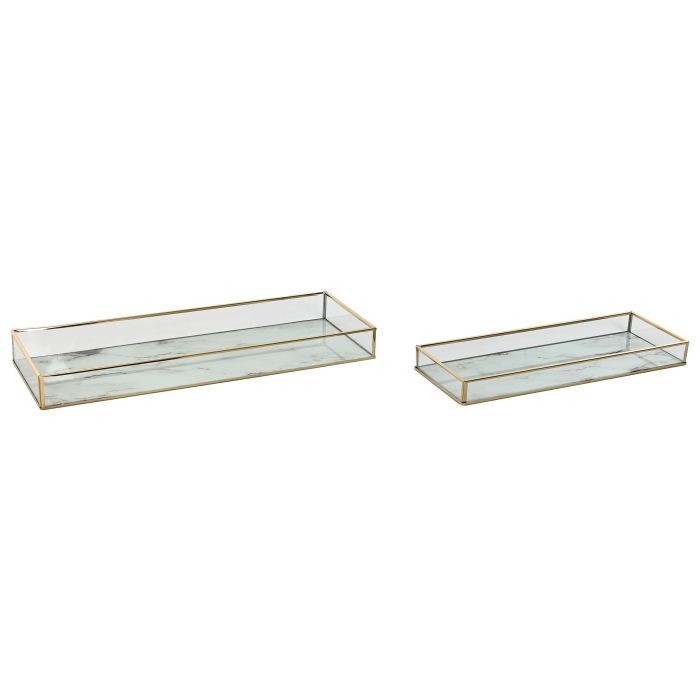 Bandeja Decoracion Moderno DKD Home Decor Dorado Blanco 15 x 4 x 42 cm Set de 2 Bandeja Decoracion Moderno DKD Home Decor Dorado Blanco 15 x 4 x 42 cm Set de 2