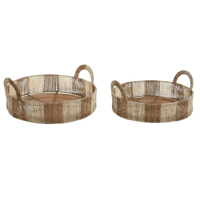 Bandeja Tropical DKD Home Decor Natural Marron 41 x 17 x 41 cm Set de 2 (2 Unidades)