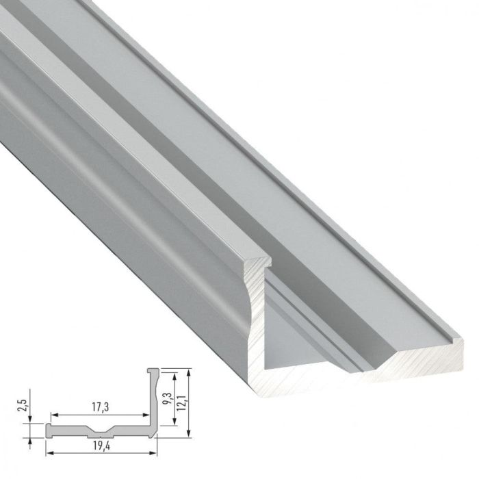 Perfíl Aluminio Tipo F 2,02M - Bruto 2 Perfíl Aluminio Tipo F 2,02M - Bruto 2