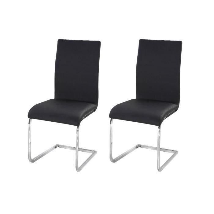 LEA Juego de 2 sillas de comedor - Negro imitación - Contemporáneo - L 43 x P 56 cm