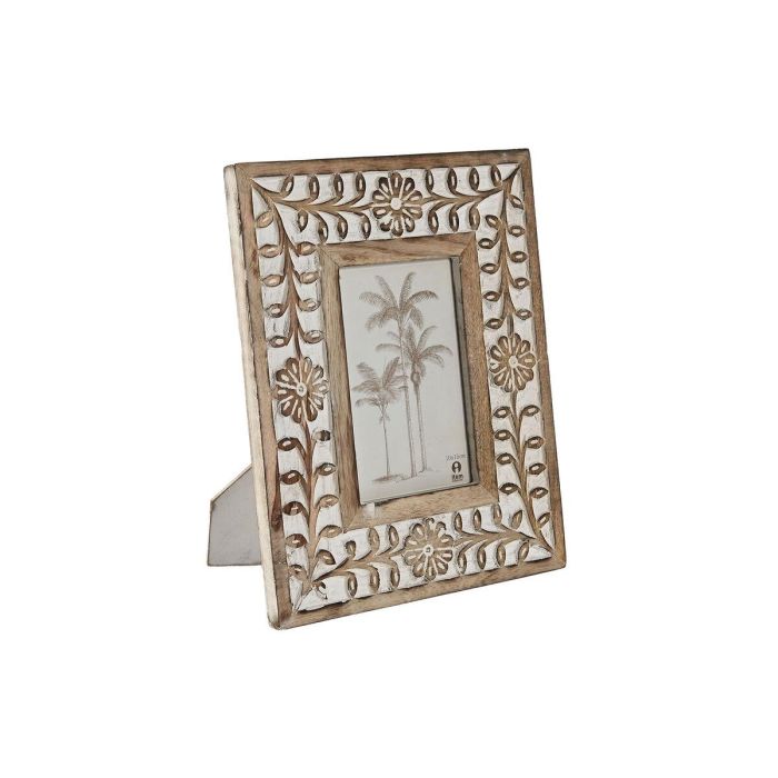 DKD Home Decor Marco Foto Indio 10x15 cm de Mango y Cristal Blanco Natural con Diseño Floral - 26.5x21x2 cm DKD Home Decor Marco Foto Indio 10x15 cm de Mango y Cristal Blanco Natural con Diseño Floral - 26.5x21x2 cm